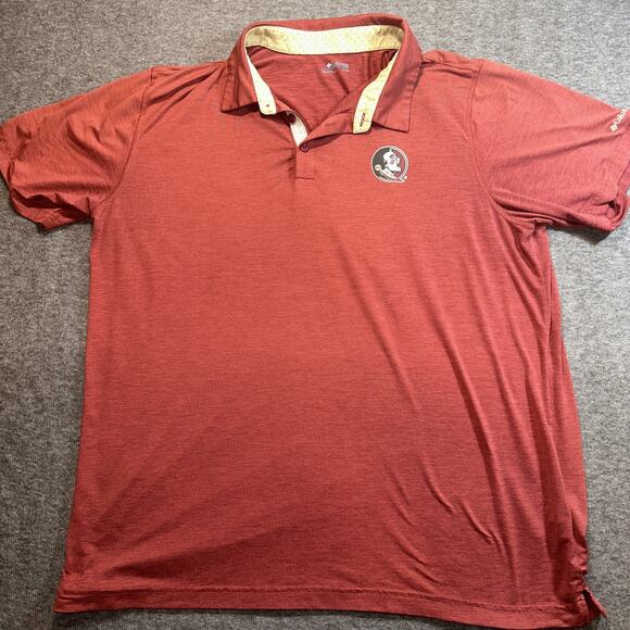 Columbia Other - Columbia FSU Seminoles Polo Shirt XL Red Gold Omni-Wick‎ Performance Golf NCAA